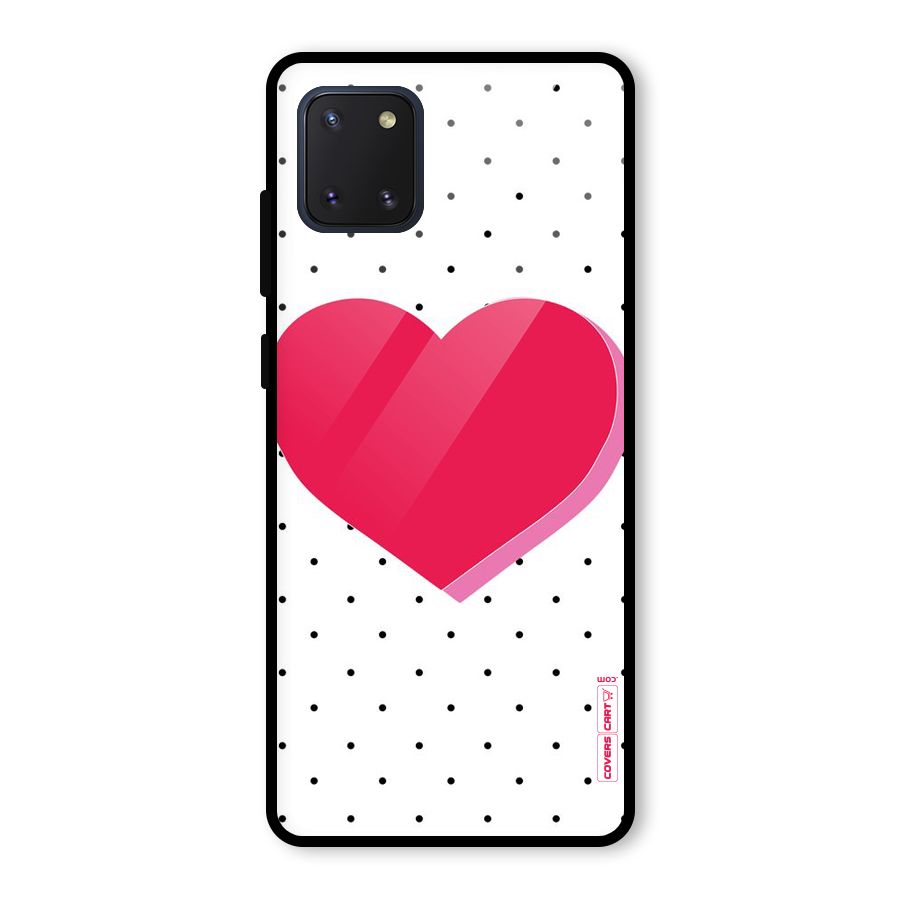 Pink Polka Heart Glass Back Case for Galaxy Note 10 Lite