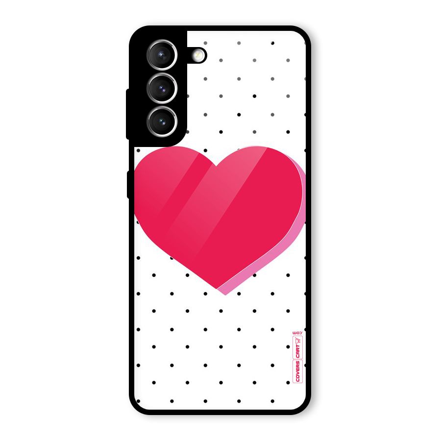 Pink Polka Heart Glass Back Case for Galaxy S21 5G
