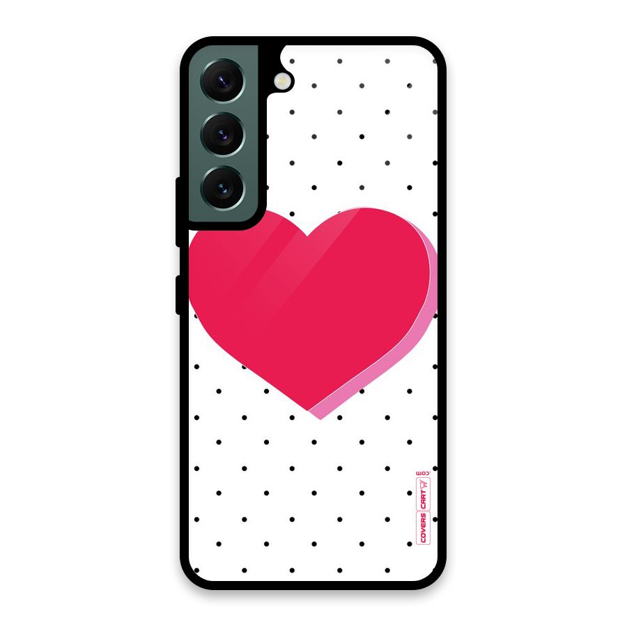 Pink Polka Heart Glass Back Case for Galaxy S22 5G