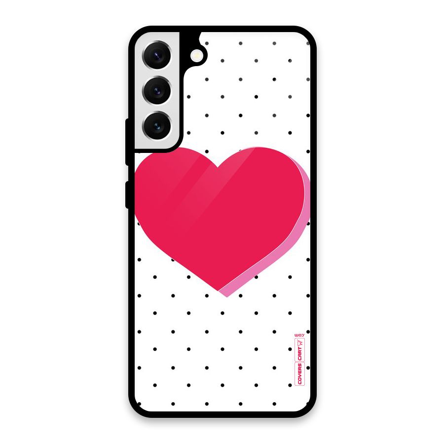 Pink Polka Heart Glass Back Case for Galaxy S22 Plus 5G