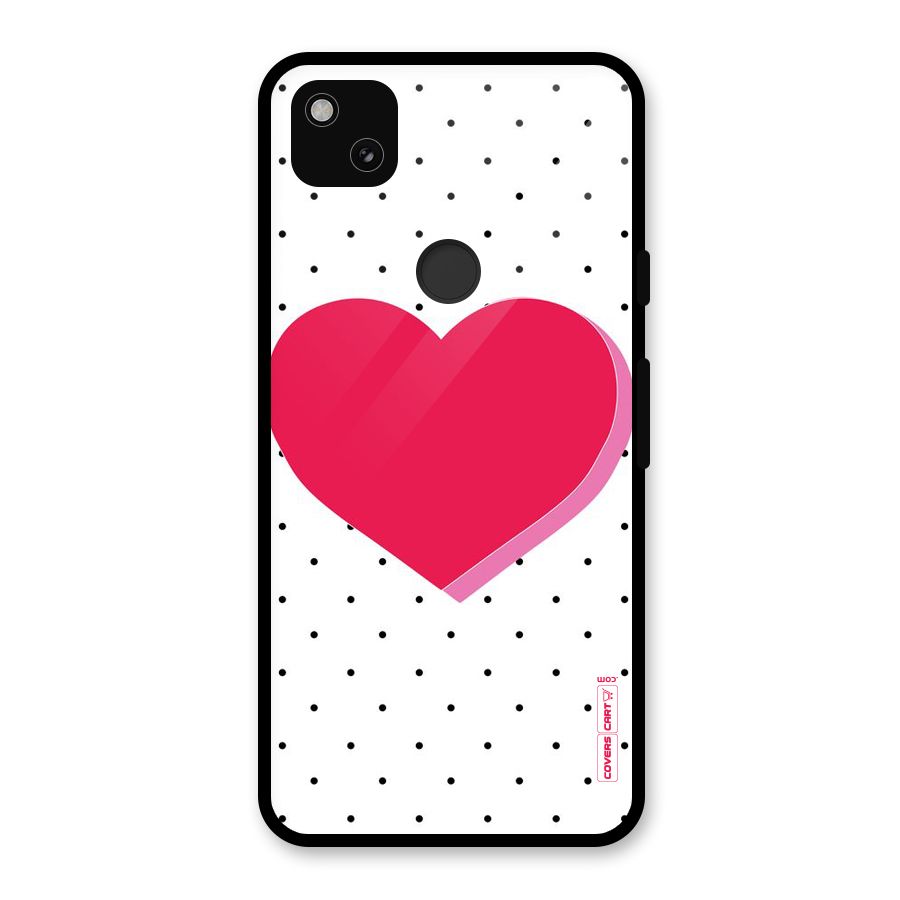 Pink Polka Heart Glass Back Case for Google Pixel 4a