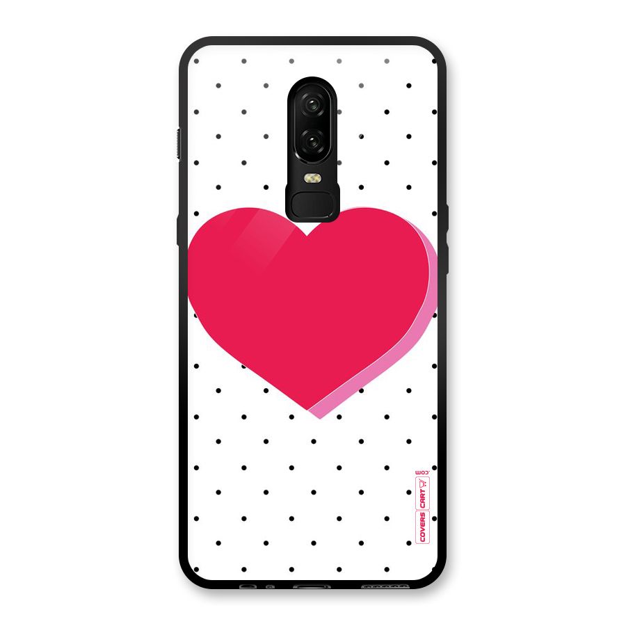 Pink Polka Heart Glass Back Case for OnePlus 6