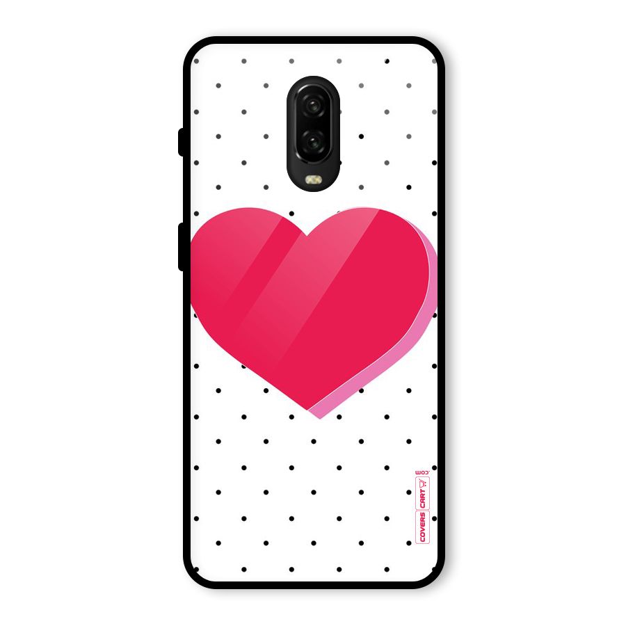 Pink Polka Heart Glass Back Case for OnePlus 6T