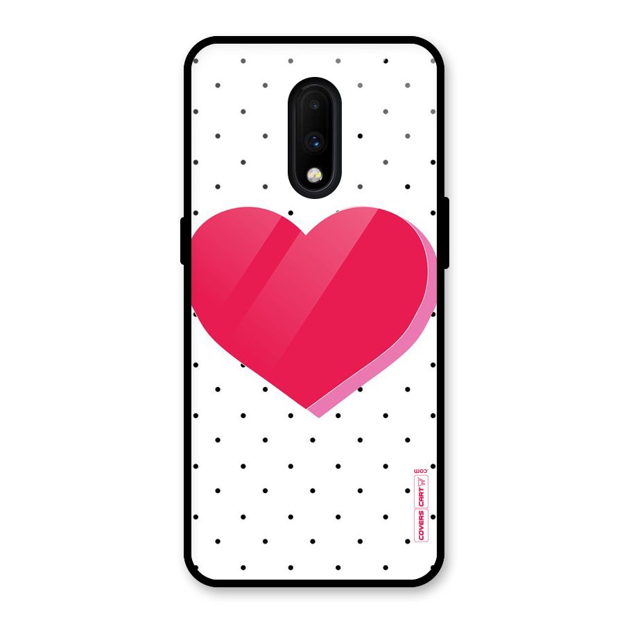 Pink Polka Heart Glass Back Case for OnePlus 7