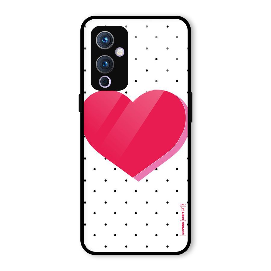 Pink Polka Heart Glass Back Case for OnePlus 9