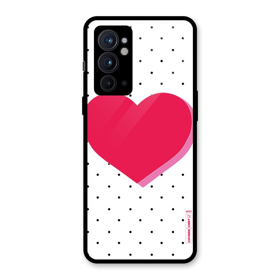 Pink Polka Heart Glass Back Case for OnePlus 9RT 5G