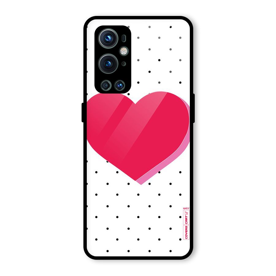 Pink Polka Heart Glass Back Case for OnePlus 9 Pro