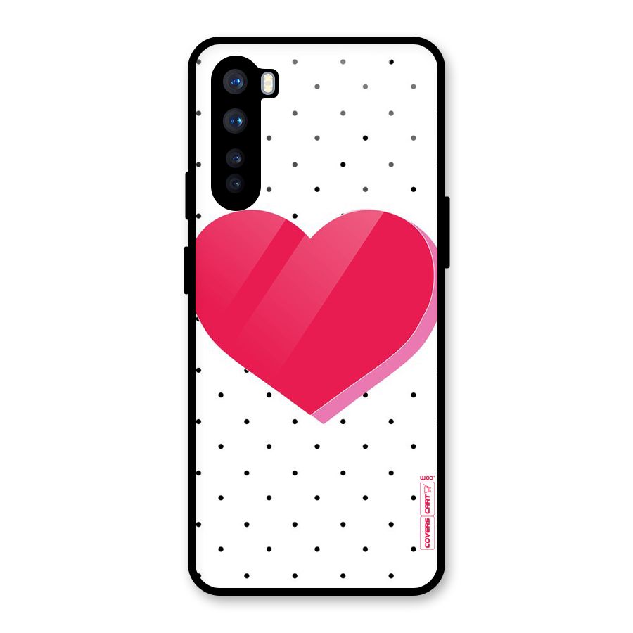 Pink Polka Heart Glass Back Case for OnePlus Nord