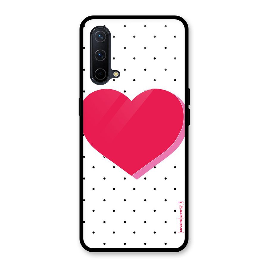 Pink Polka Heart Glass Back Case for OnePlus Nord CE 5G
