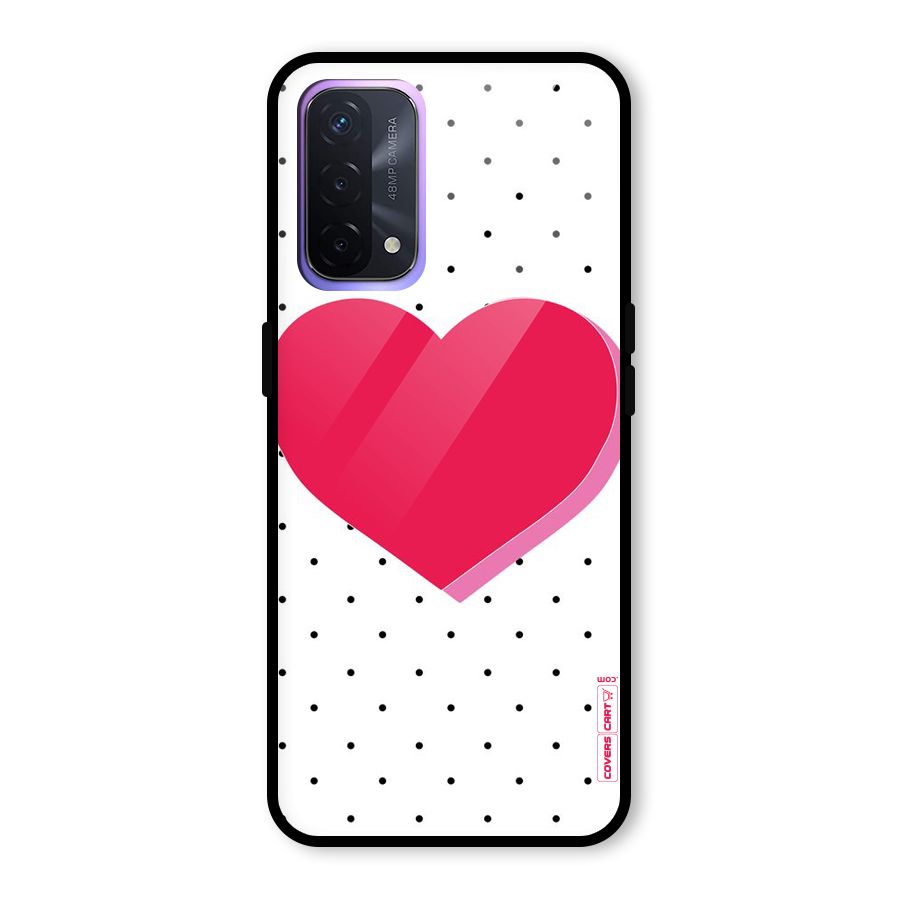 Pink Polka Heart Glass Back Case for Oppo A74 5G