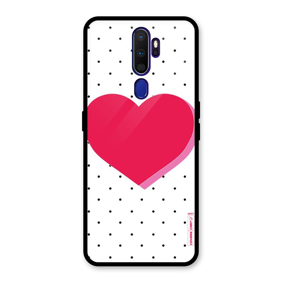 Pink Polka Heart Glass Back Case for Oppo A9 (2020)