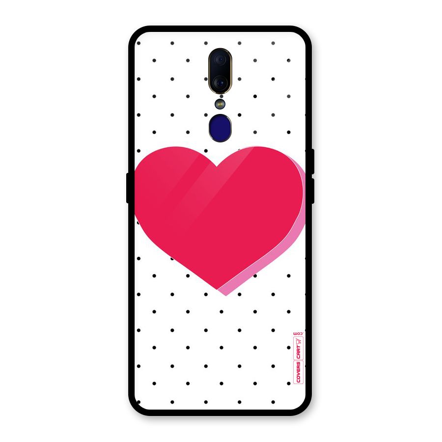 Pink Polka Heart Glass Back Case for Oppo F11