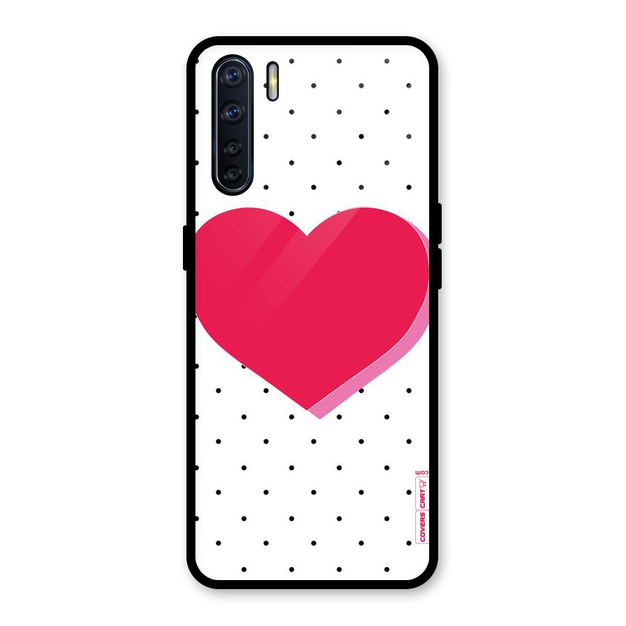 Pink Polka Heart Glass Back Case for Oppo F15