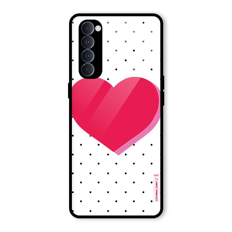 Pink Polka Heart Glass Back Case for Oppo Reno4 Pro