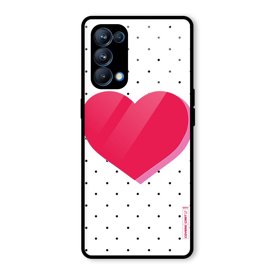 Pink Polka Heart Glass Back Case for Oppo Reno5 Pro 5G