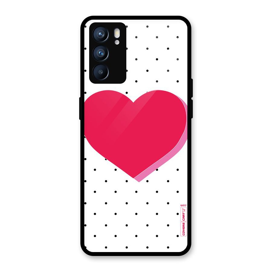 Pink Polka Heart Glass Back Case for Oppo Reno6 5G
