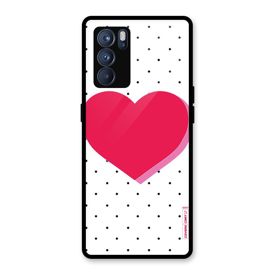 Pink Polka Heart Glass Back Case for Oppo Reno6 Pro 5G