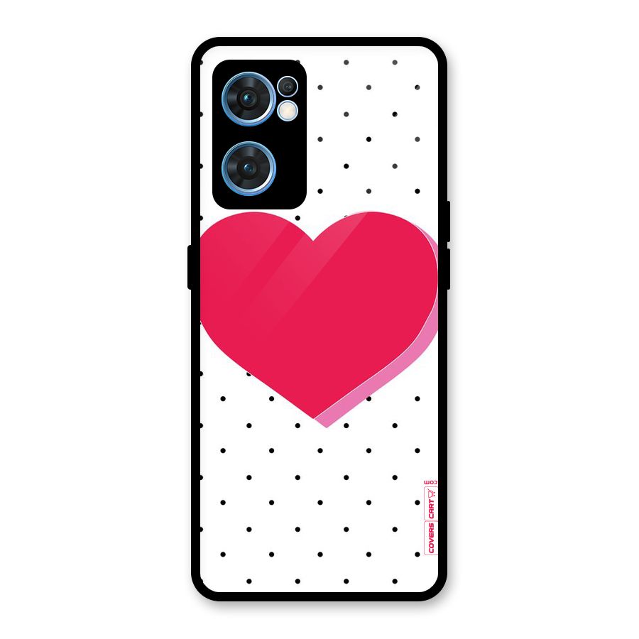 Pink Polka Heart Glass Back Case for Oppo Reno7 5G