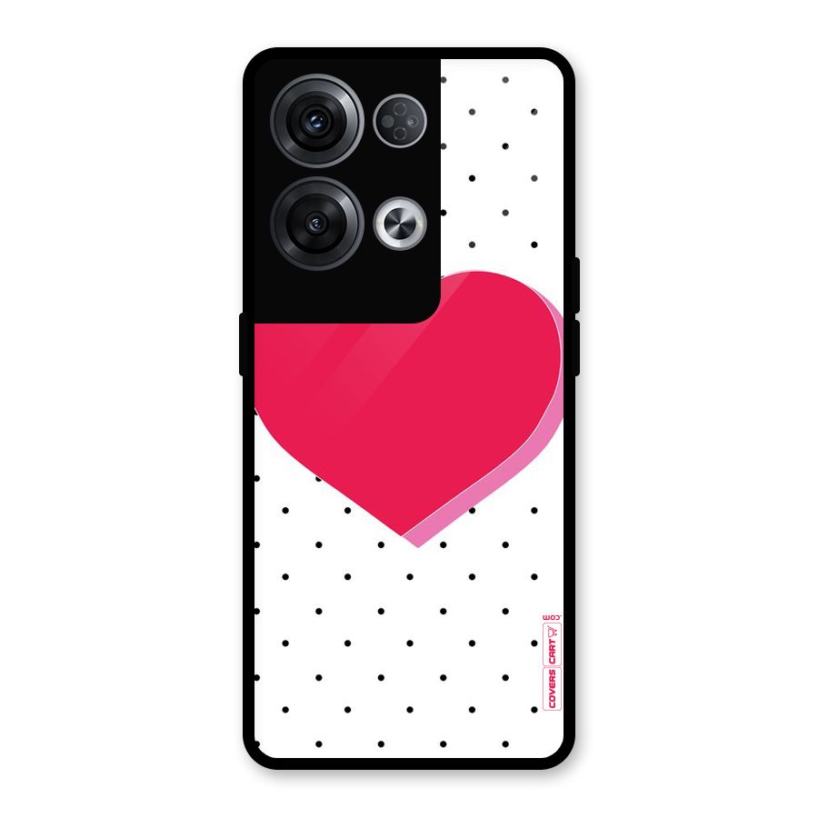 Pink Polka Heart Glass Back Case for Oppo Reno8 Pro 5G