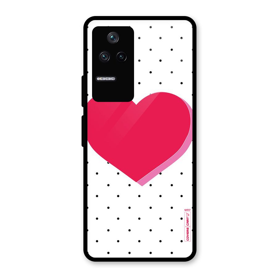 Pink Polka Heart Glass Back Case for Poco F4 5G