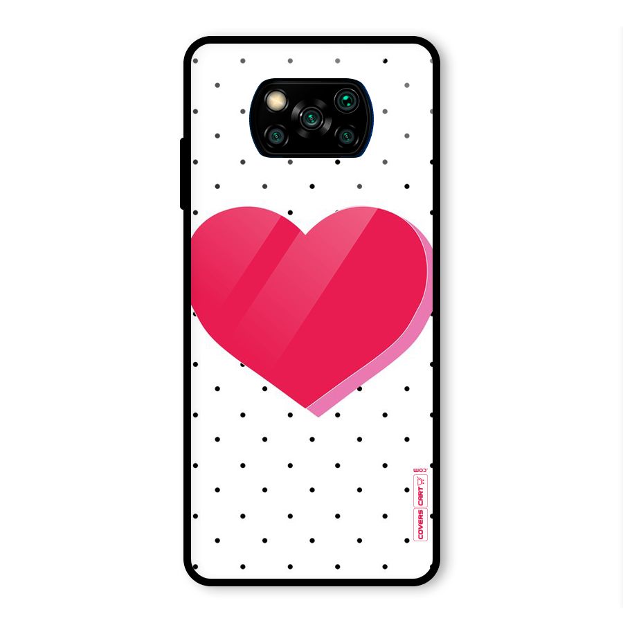 Pink Polka Heart Glass Back Case for Poco X3 Pro