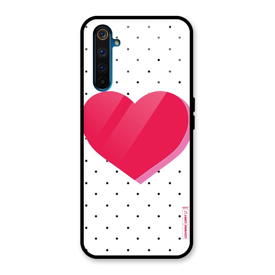 Pink Polka Heart Glass Back Case for Realme 6 Pro