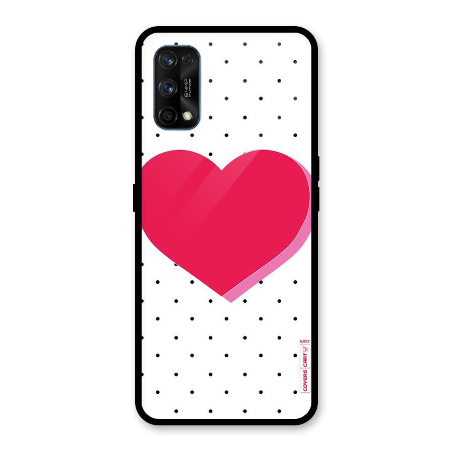 Pink Polka Heart Glass Back Case for Realme 7 Pro