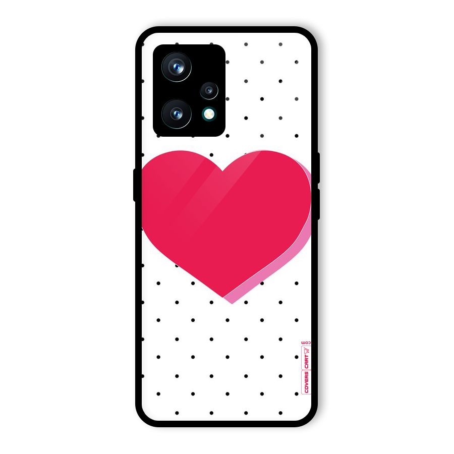 Pink Polka Heart Glass Back Case for Realme 9 Pro Plus 5G