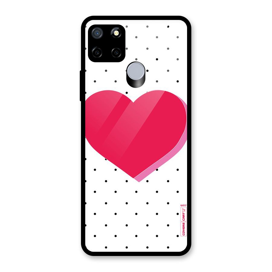 Pink Polka Heart Glass Back Case for Realme C12