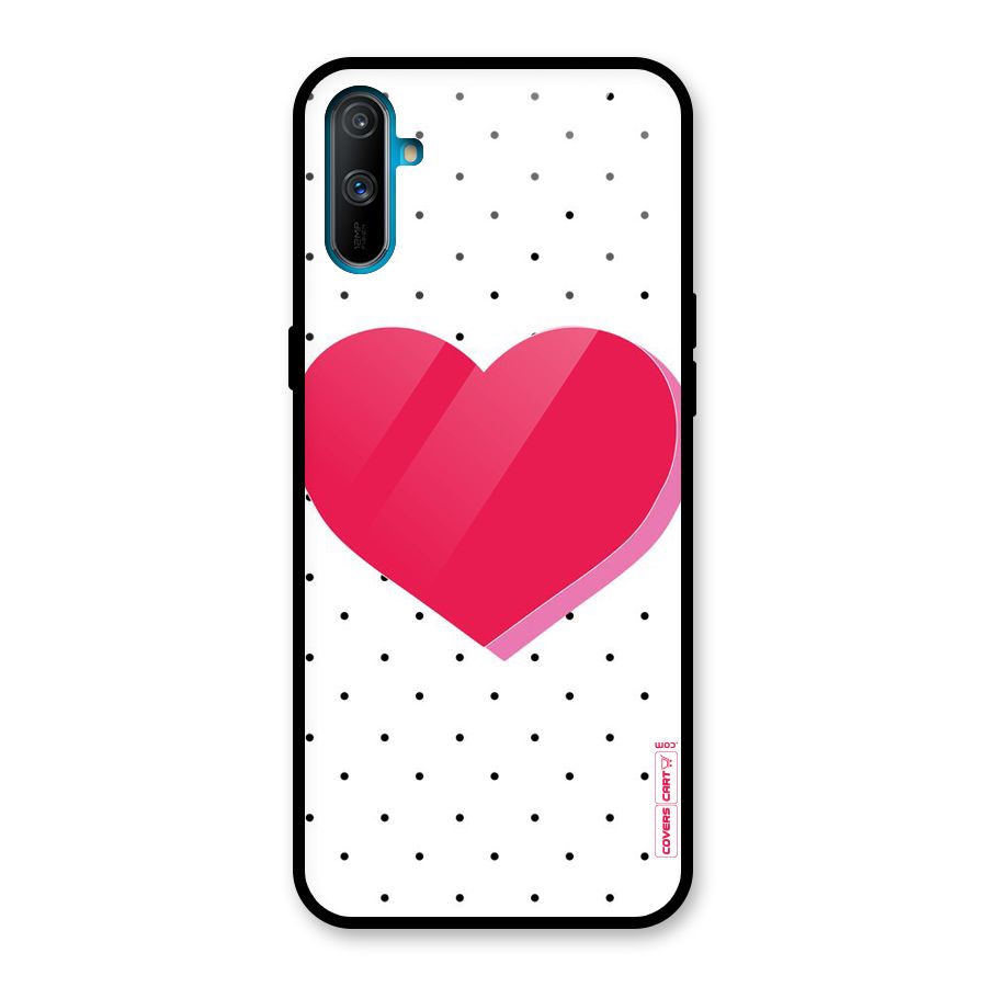 Pink Polka Heart Glass Back Case for Realme C3