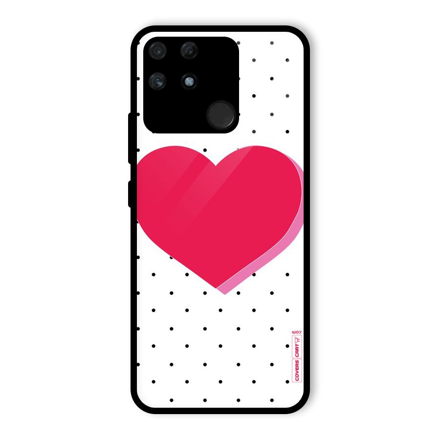 Pink Polka Heart Glass Back Case for Realme Narzo 50A