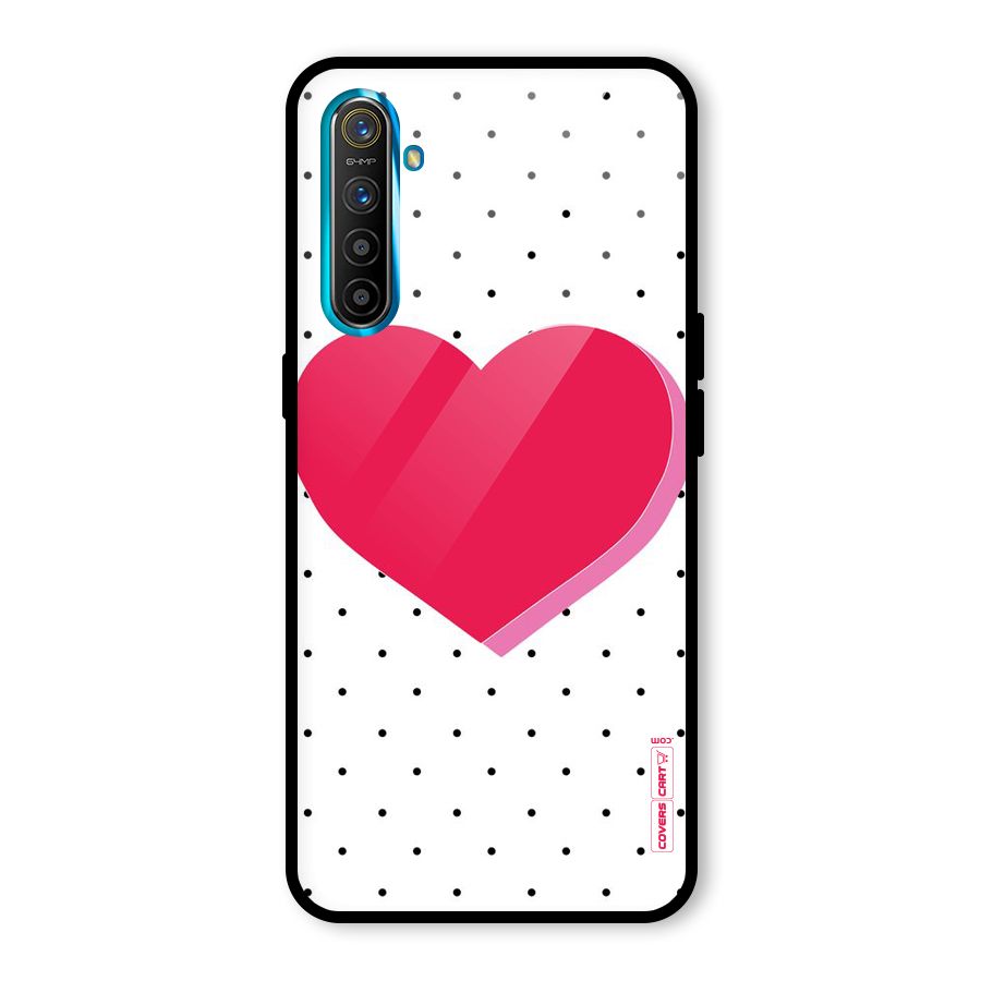 Pink Polka Heart Glass Back Case for Realme X2