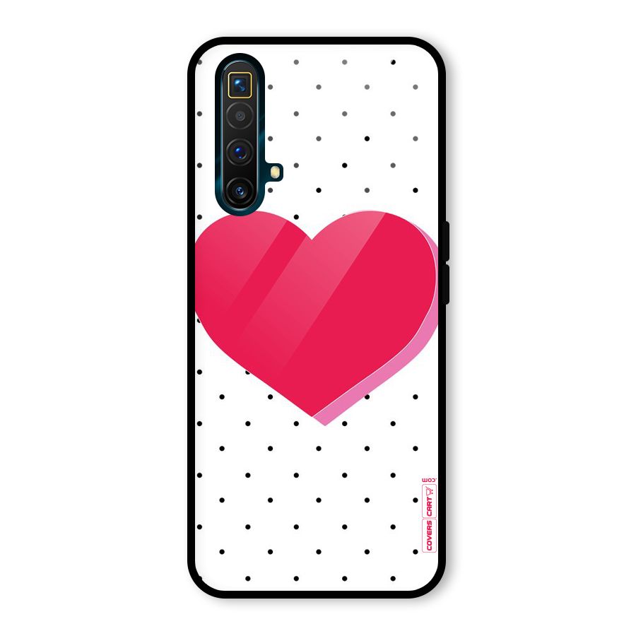 Pink Polka Heart Glass Back Case for Realme X3 SuperZoom