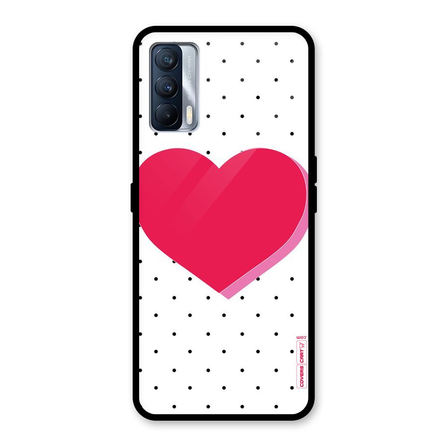 Pink Polka Heart Glass Back Case for Realme X7
