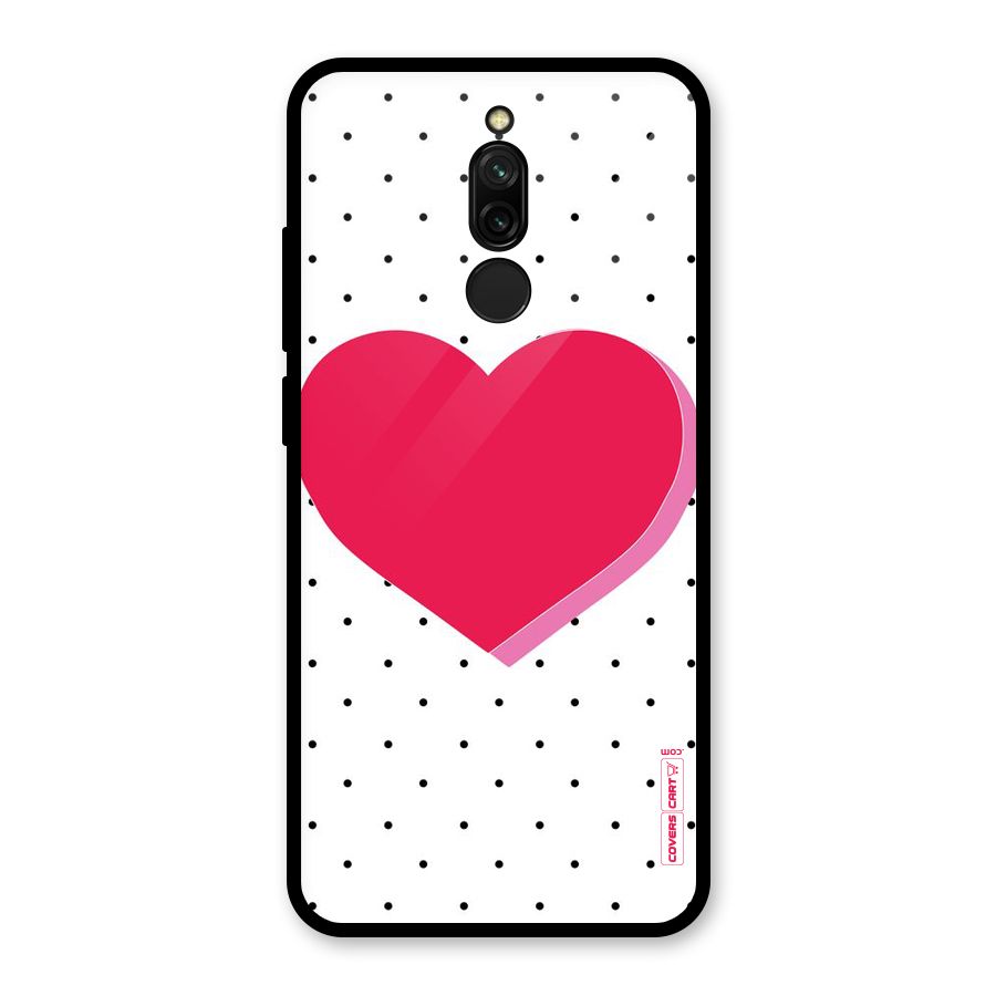 Pink Polka Heart Glass Back Case for Redmi 8
