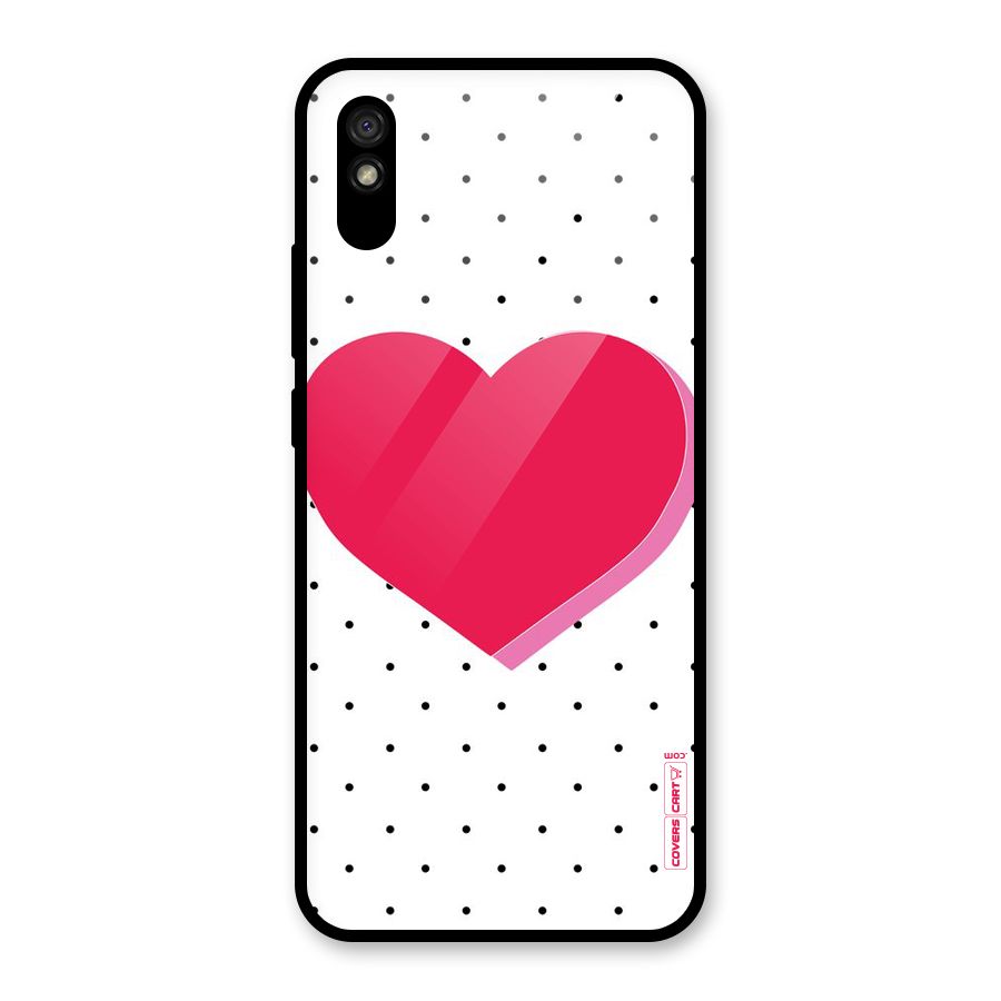 Pink Polka Heart Glass Back Case for Redmi 9i
