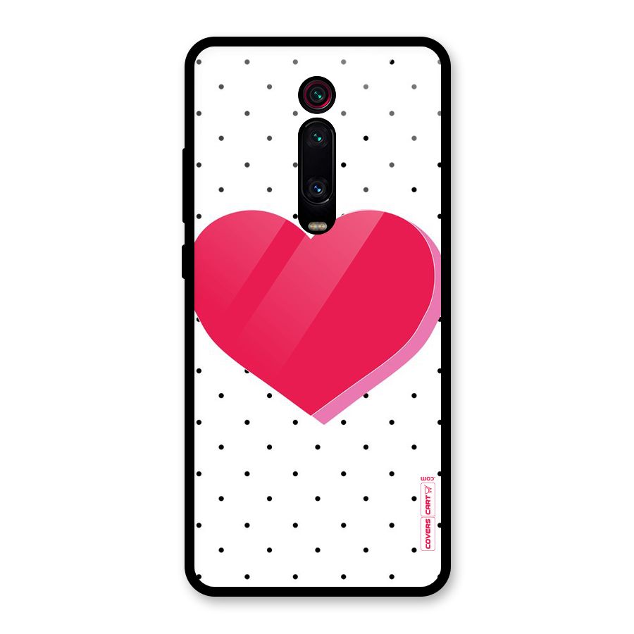 Pink Polka Heart Glass Back Case for Redmi K20