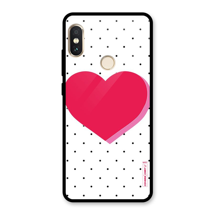 Pink Polka Heart Glass Back Case for Redmi Note 5 Pro