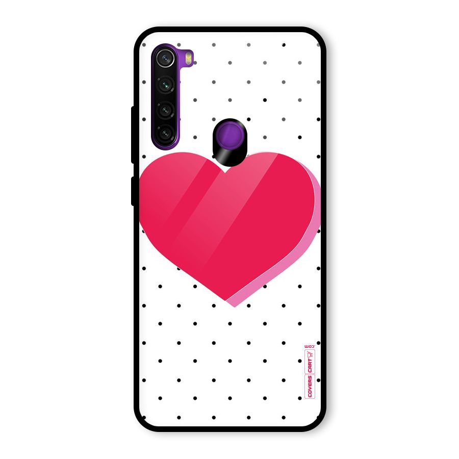 Pink Polka Heart Glass Back Case for Redmi Note 8