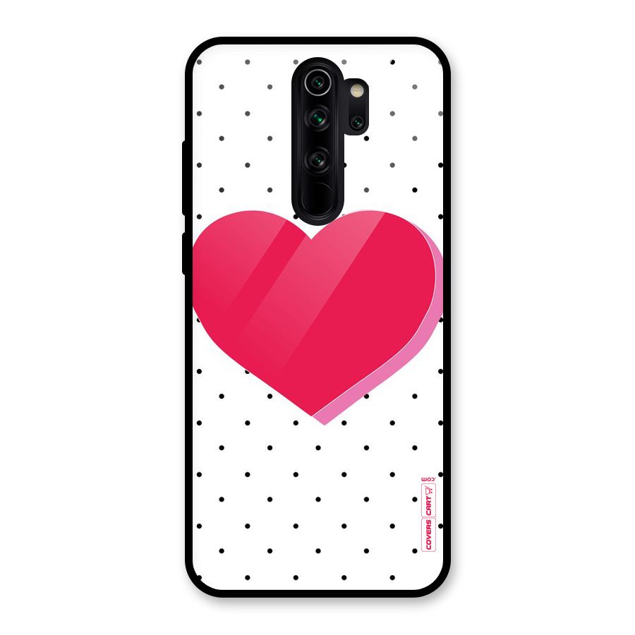 Pink Polka Heart Glass Back Case for Redmi Note 8 Pro