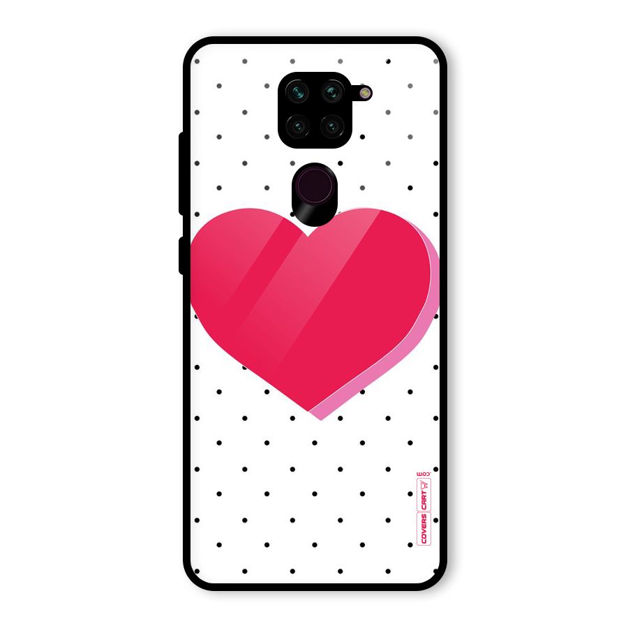 Pink Polka Heart Glass Back Case for Redmi Note 9
