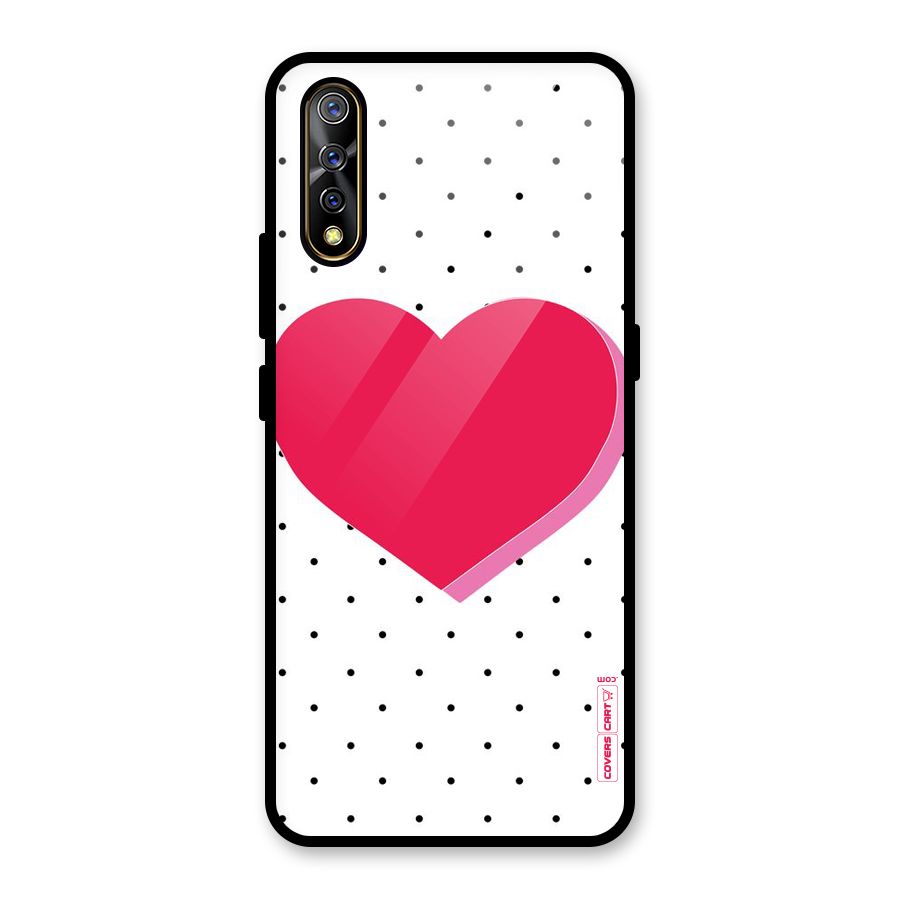 Pink Polka Heart Glass Back Case for Vivo S1