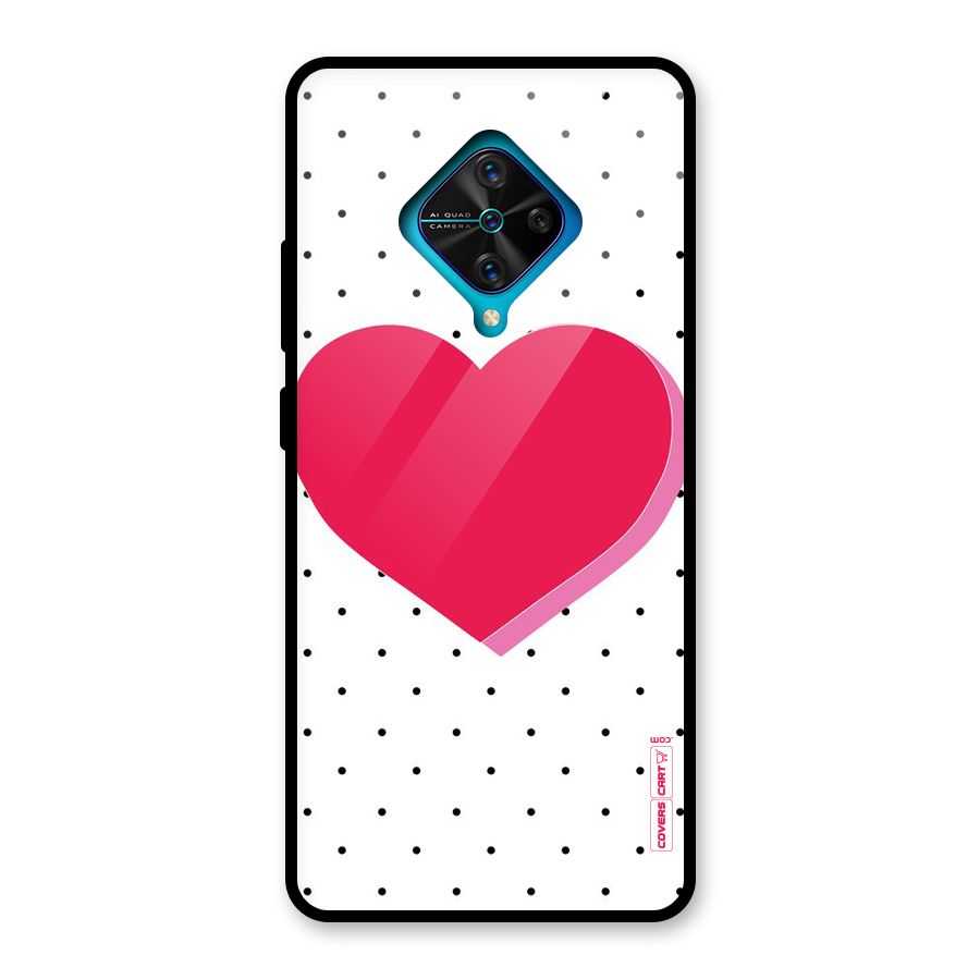 Pink Polka Heart Glass Back Case for Vivo S1 Pro