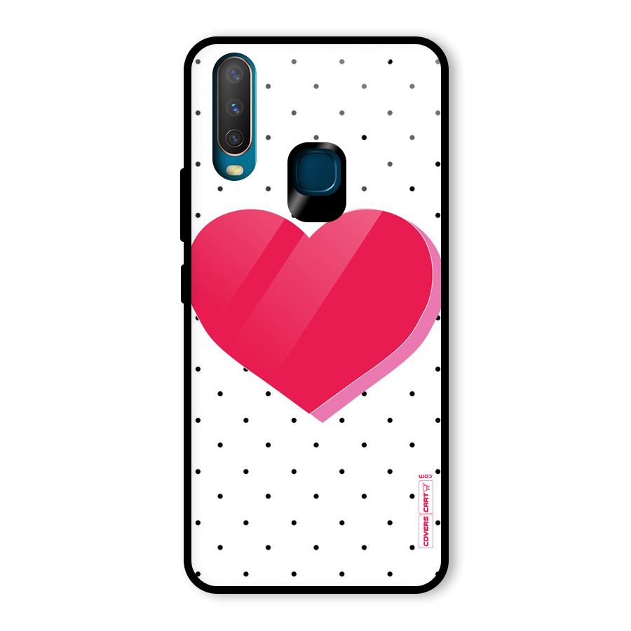 Pink Polka Heart Glass Back Case for Vivo U10