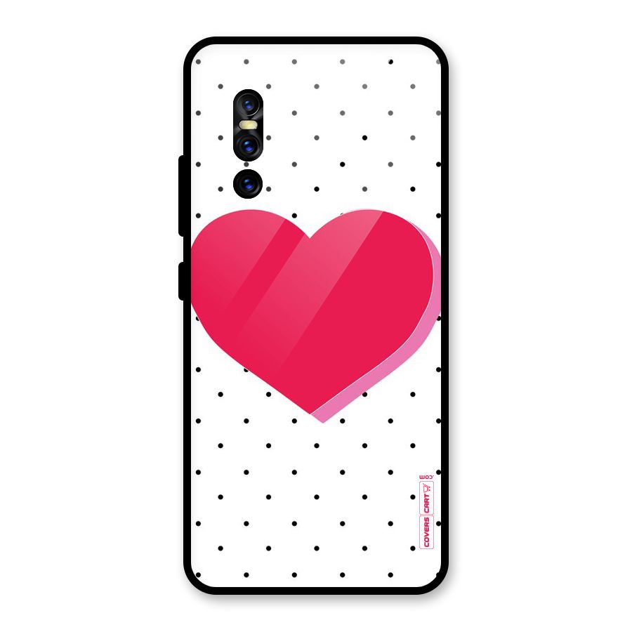 Pink Polka Heart Glass Back Case for Vivo V15 Pro