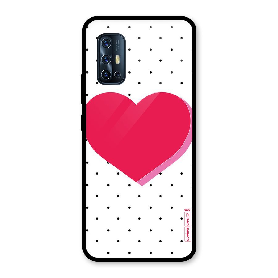 Pink Polka Heart Glass Back Case for Vivo V17