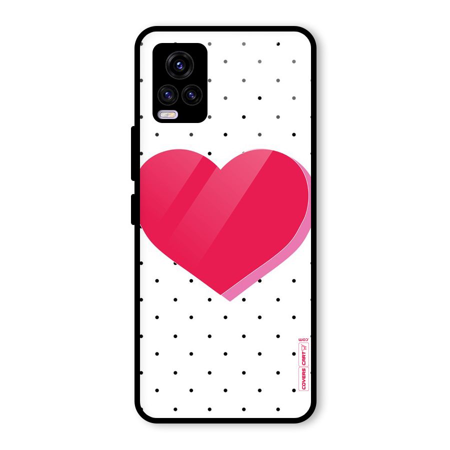 Pink Polka Heart Glass Back Case for Vivo V20