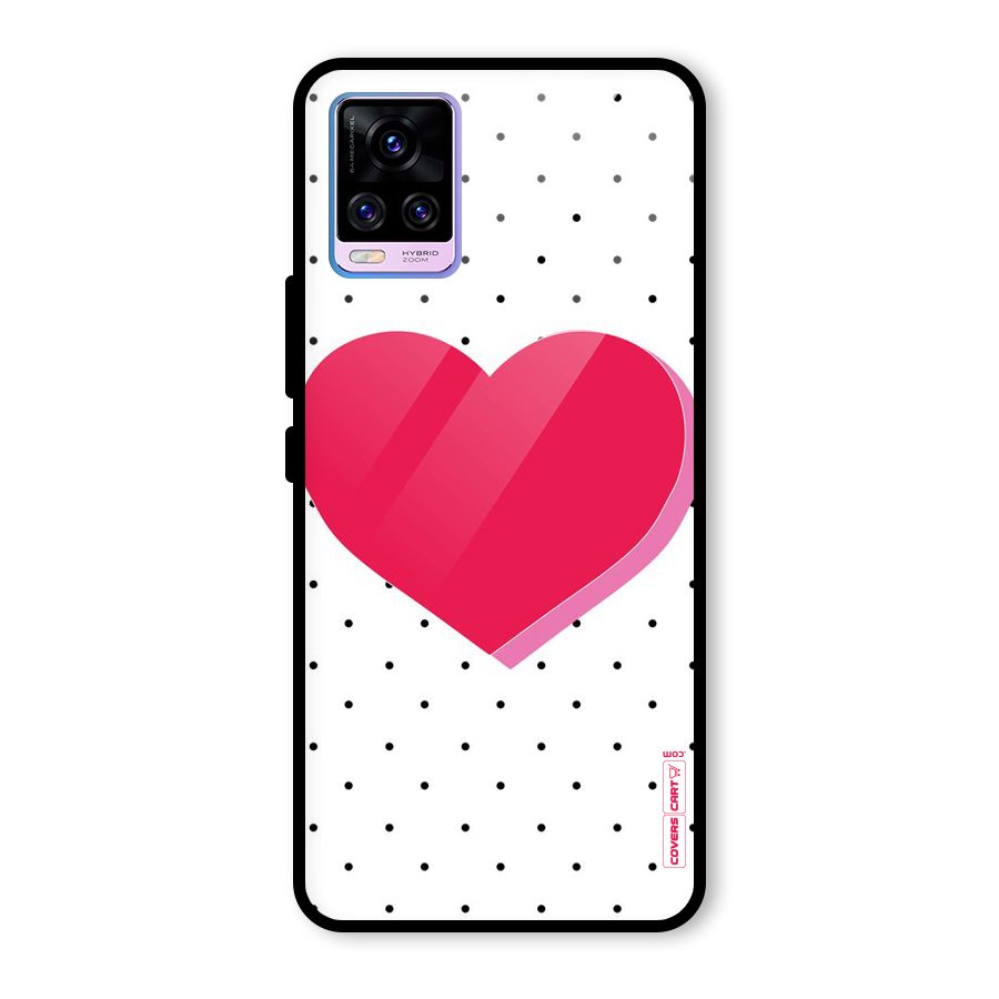 Pink Polka Heart Glass Back Case for Vivo V20 Pro
