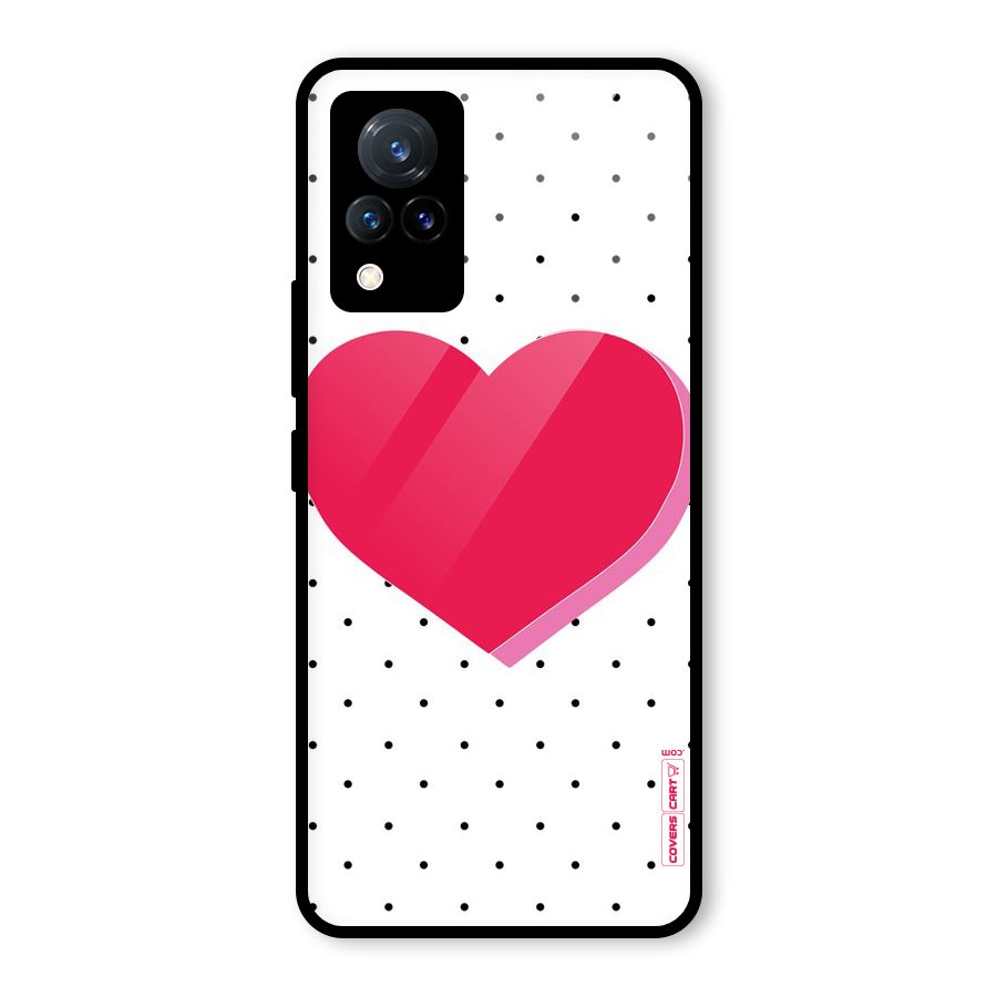 Pink Polka Heart Glass Back Case for Vivo V21 5G
