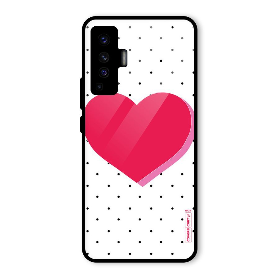 Pink Polka Heart Glass Back Case for Vivo X50